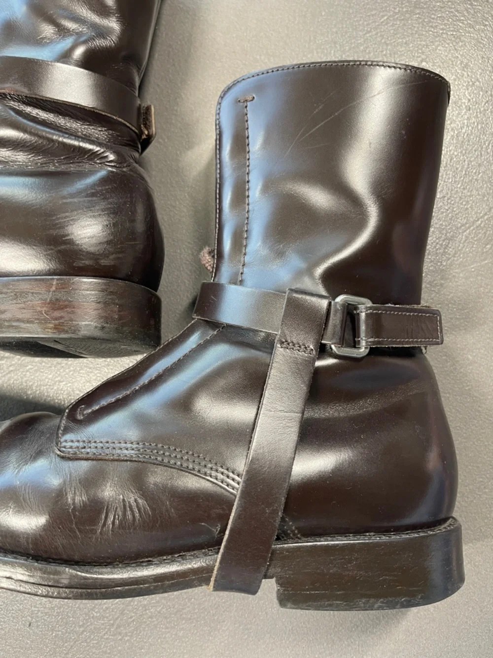 JIL SANDER Mens Brown Smooth Leather Mid-Calf Lace Up Harness Belt Boots Size 7